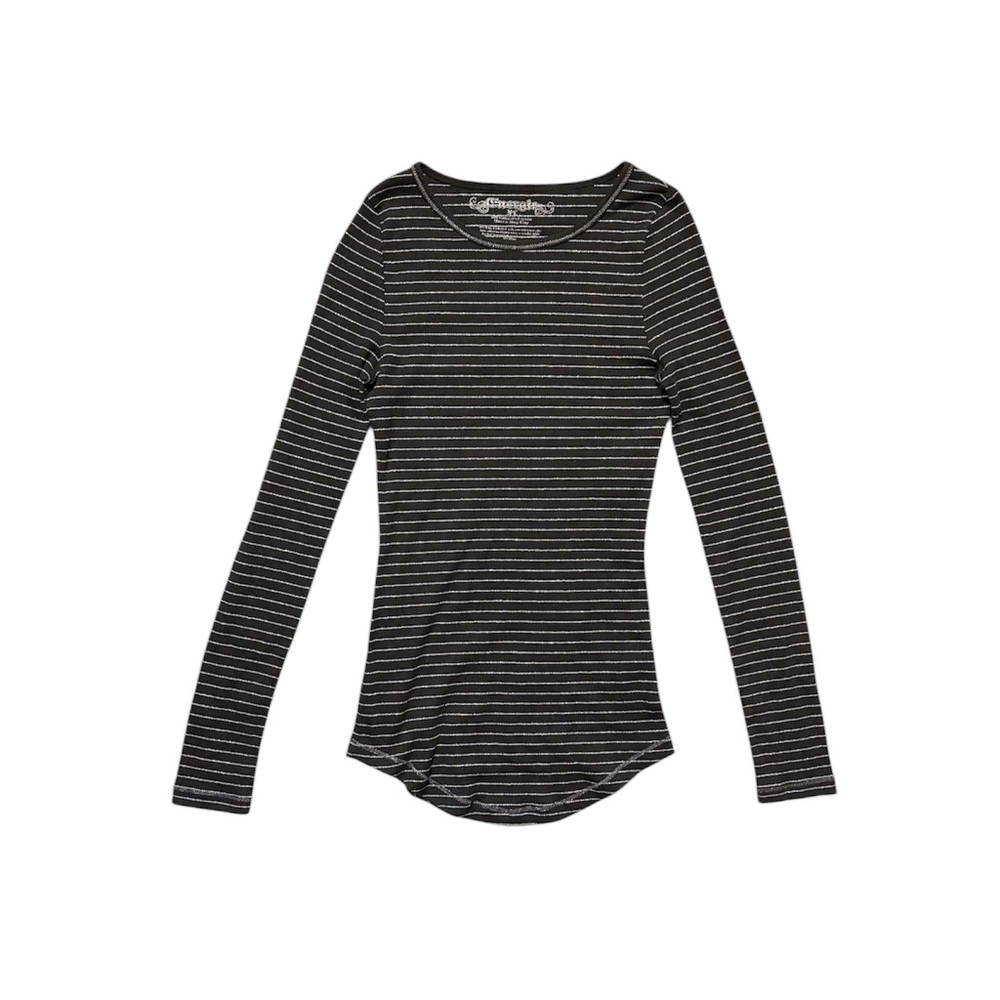 Vintage Y2K Energie Black Striped Thermal Long Sleeve Top Bella Swan Twilight XS